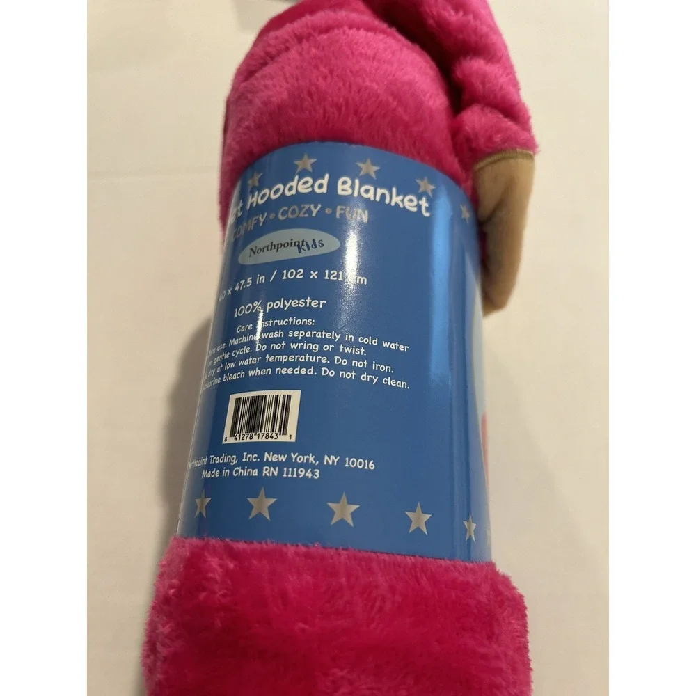 Monkey Pink Velvet Hooded Blanket New‎ Kids Plush Birthday Christmas 40 X 47.5
